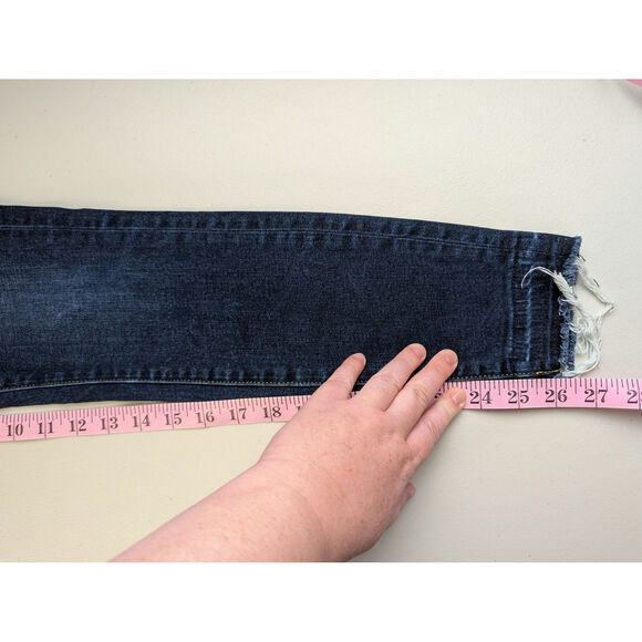 7 for All Mankind Ankle Gwenevere Womens 24 Blue Distressed Cropped Skinny Rock - Picture 9 of 9